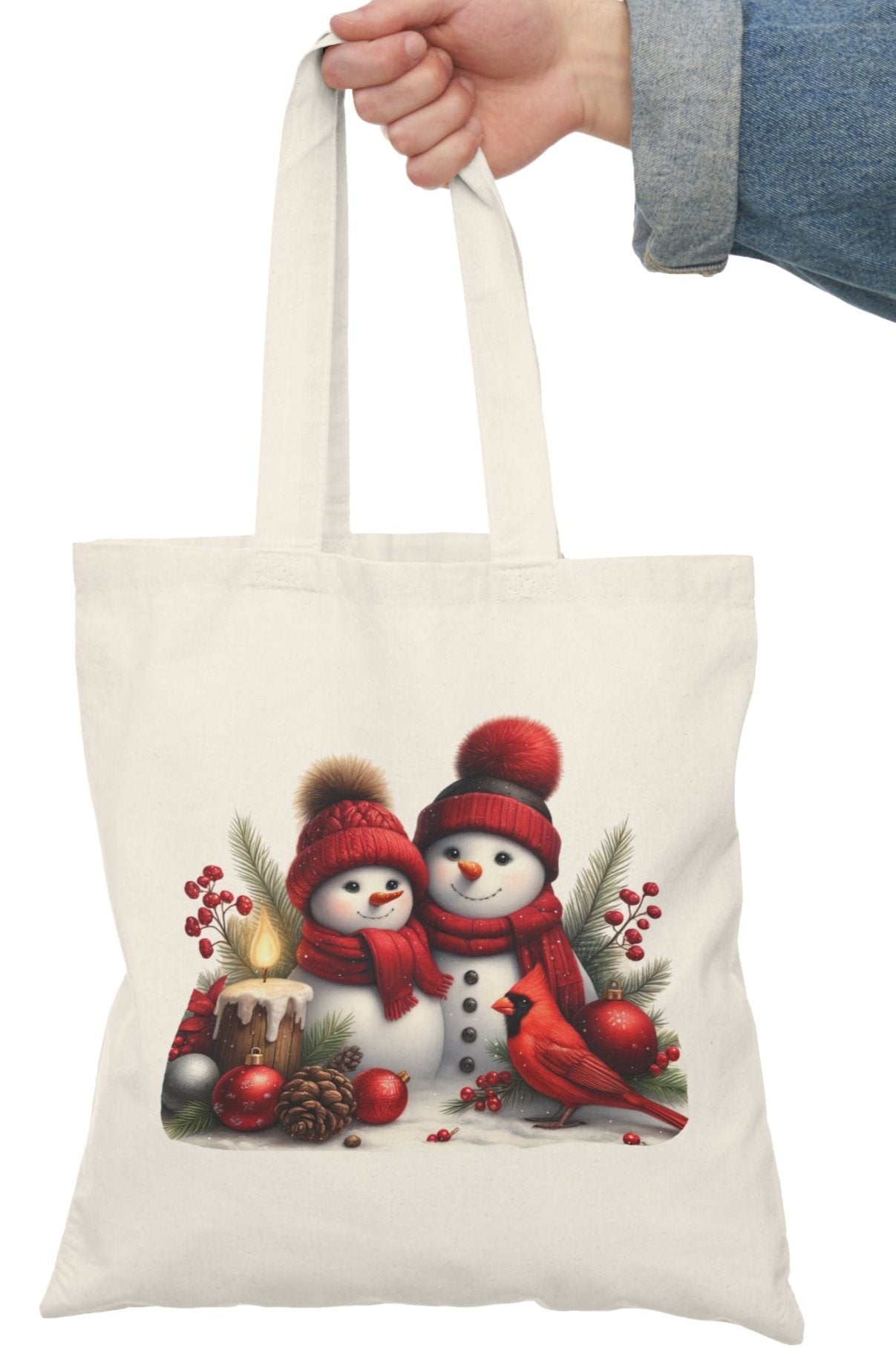 Shopping Bag, Christmas, Winter, Canvas, Natural, Tote, Carry All