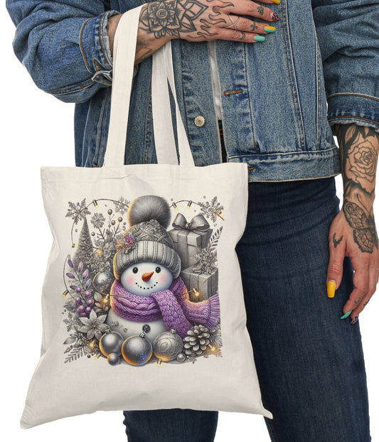 Shopping Bag, Christmas, Winter, Canvas, Natural, Tote, Carry All