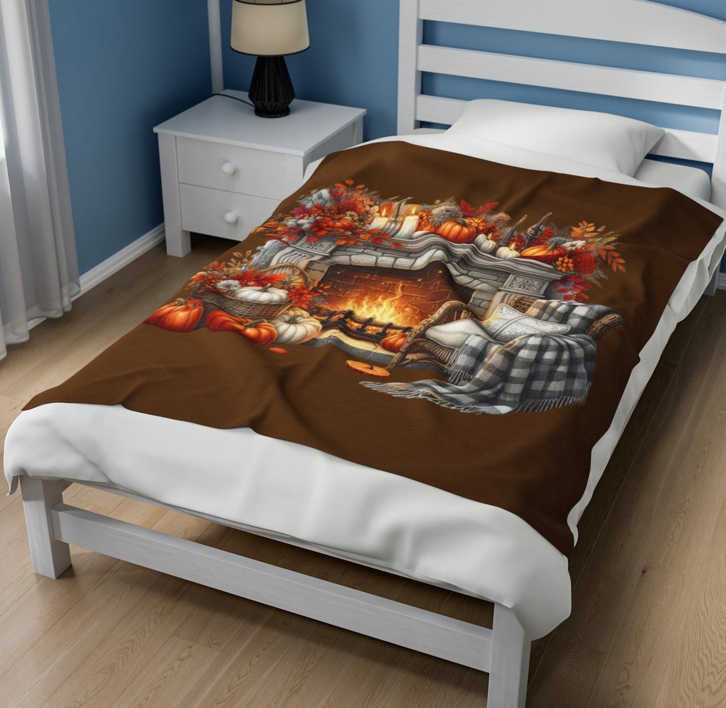 Throw, Autumn, Fireplace, Velveteen Plush, Blanket