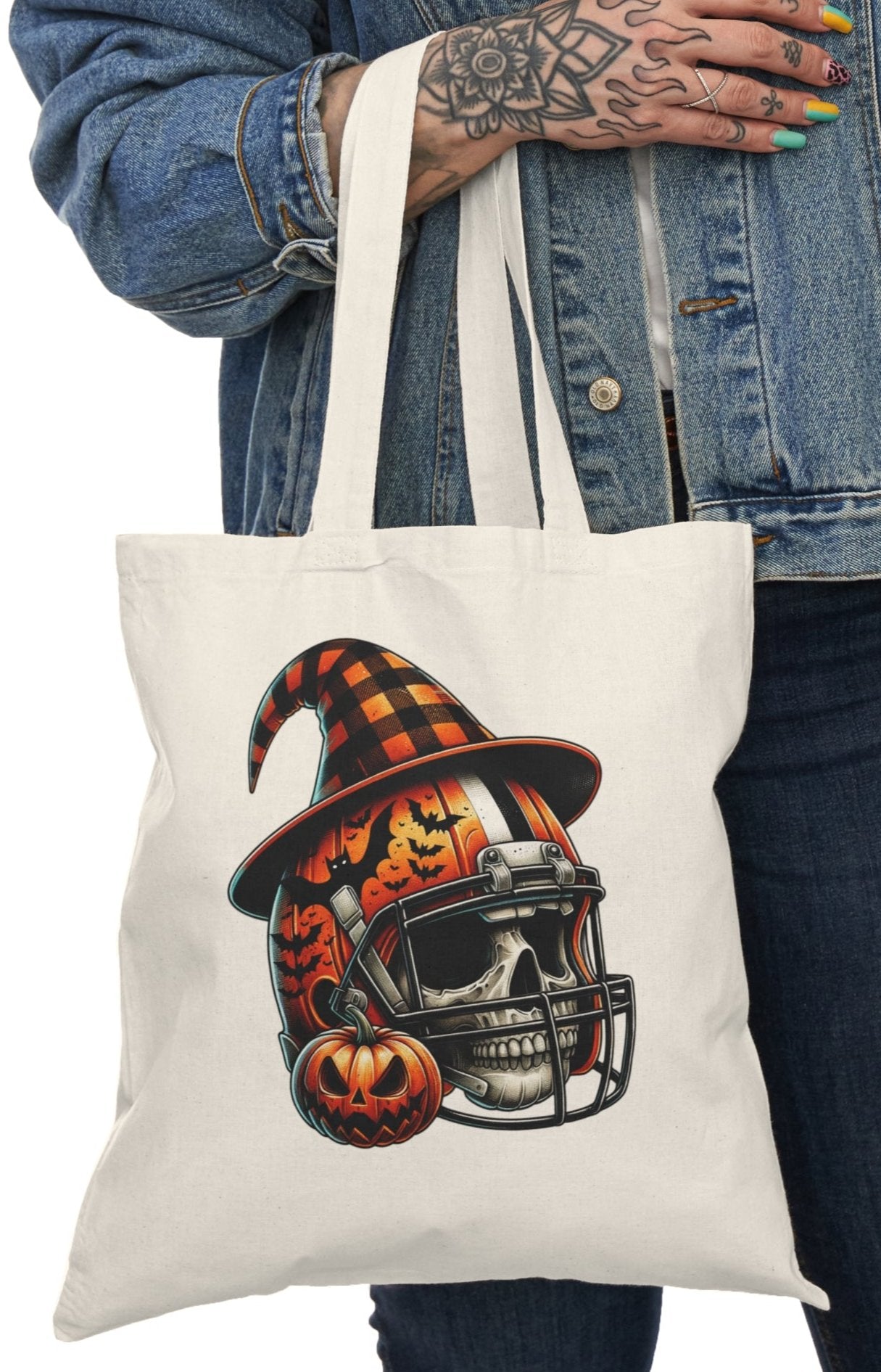 Tote, Hallowe'en, Football, Natural Canvas, Shopping Bag