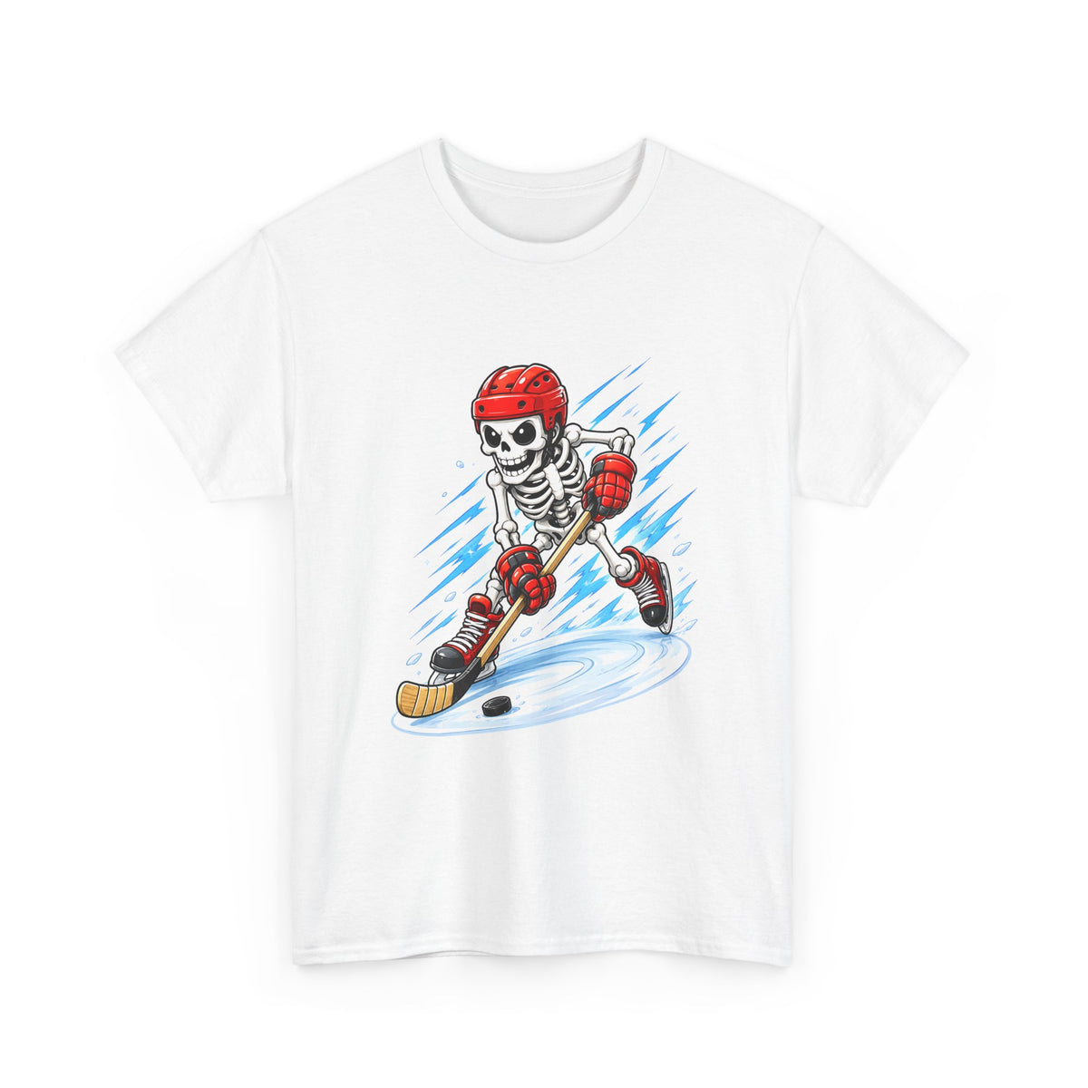 Hockey Skeleton Player T‑Shirt — Skull Ice Hockey Graphic Tee