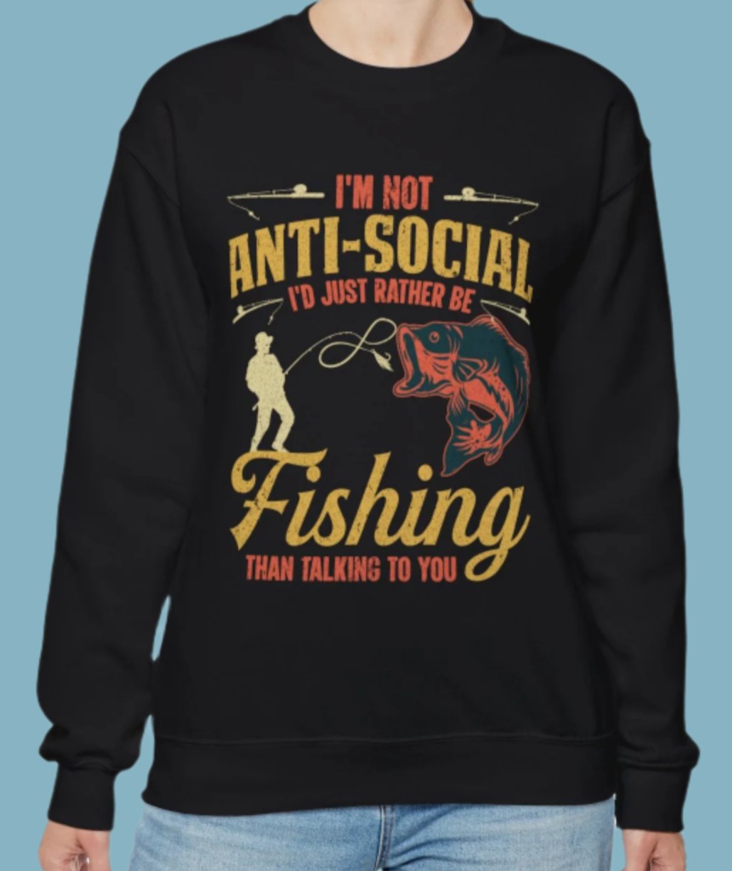 Sweater, Fishing, Crewneck, Sweatshirt