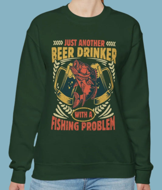 Sweater, Fishing, Beer, Crewneck, Sweatshirt
