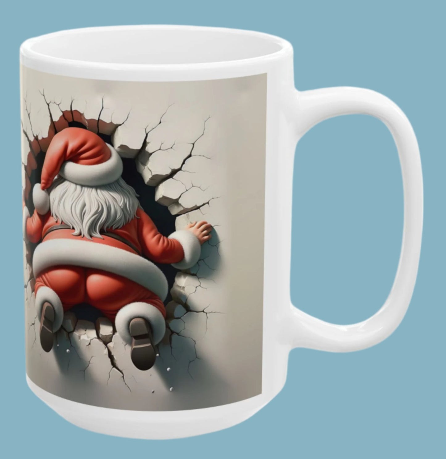 Coffee, Mug, Cup, Christmas, Santa, Funny Bum, Ceramic, (11oz, 15oz)
