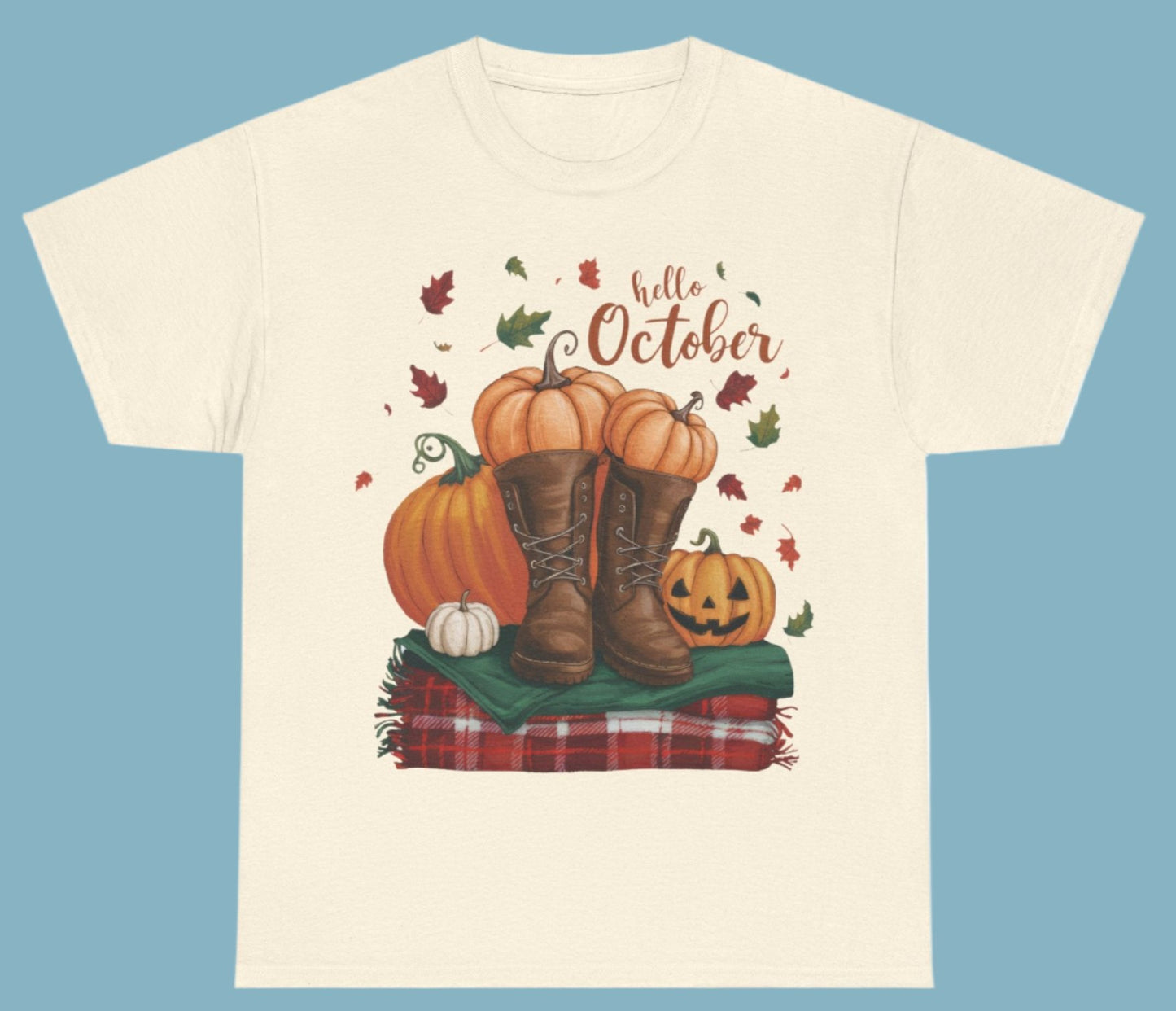 T-shirt, Autumn, Hello October, Fall, Cotton Tee
