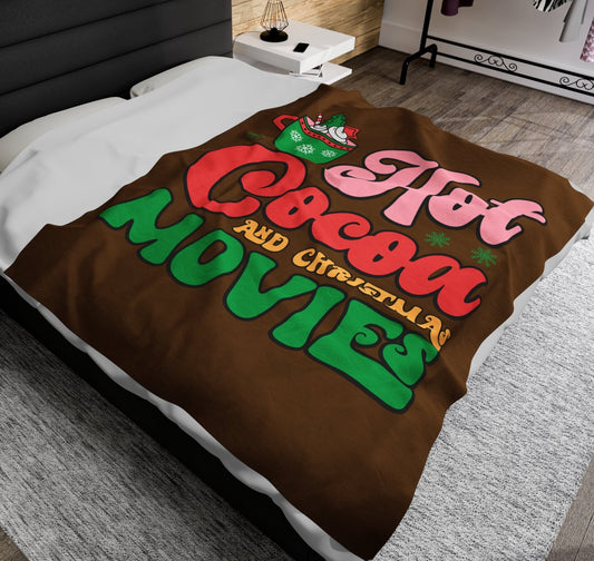 Throw, Christmas, Hot Cocoa and Movies, Velveteen Plush, Blanket