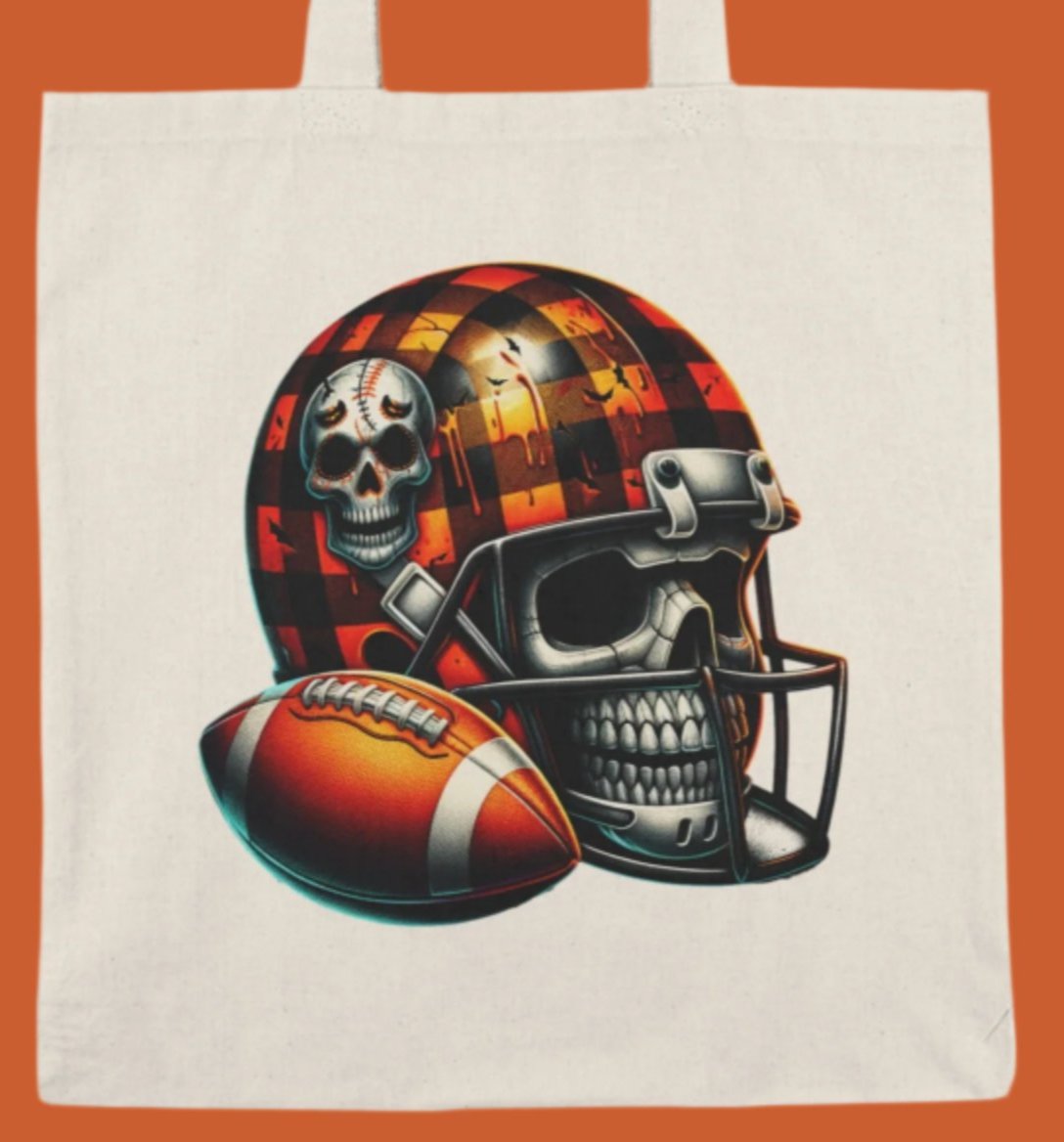 Tote, Hallowe'en, Football, Natural Canvas, Shopping Bag