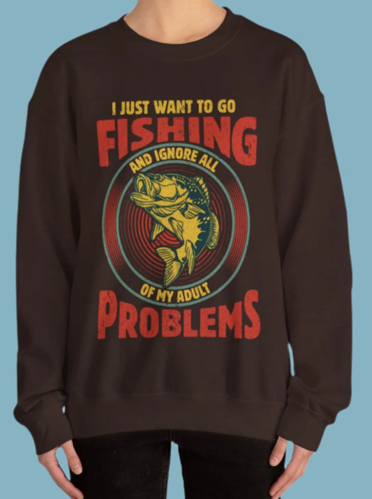 Sweater, Fishing, Crewneck, Sweatshirt