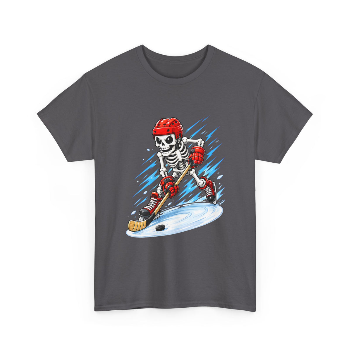Hockey Skeleton Player T‑Shirt — Skull Ice Hockey Graphic Tee
